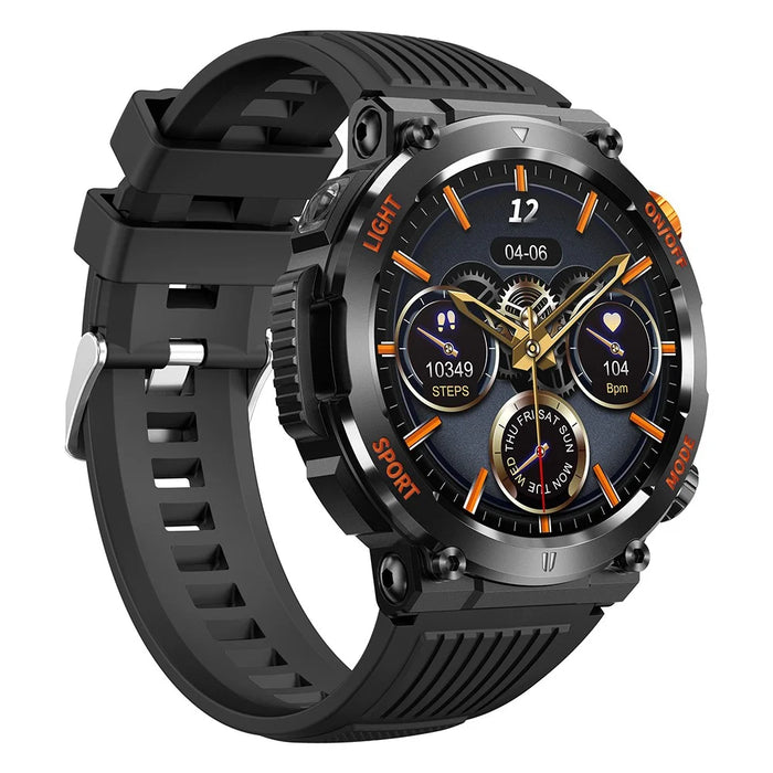 HT17 Smart Watch 1.46" HD Screen Waterproof Activity Tracker Bracelet with LED Flashlight Heart Rate Sleep Monitor - Black - 2