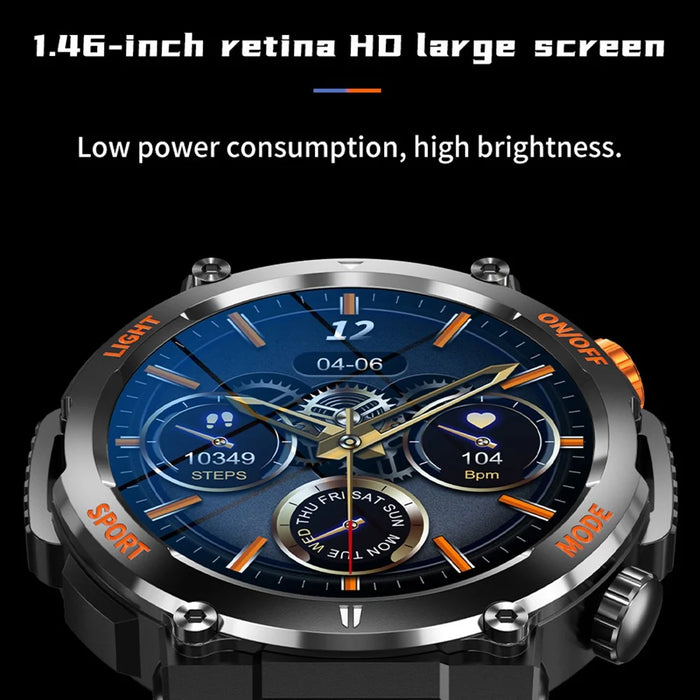 HT17 Smart Watch 1.46" HD Screen Waterproof Activity Tracker Bracelet with LED Flashlight Heart Rate Sleep Monitor - Black - 4