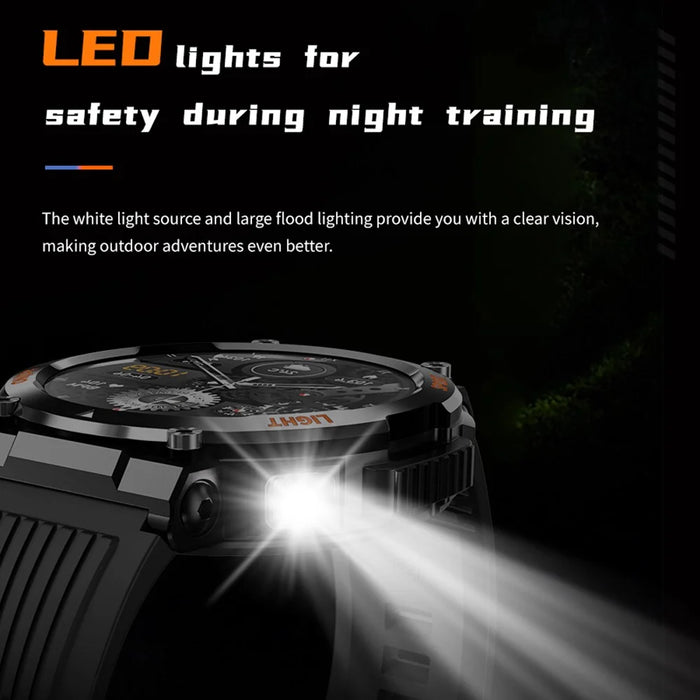 HT17 Smart Watch 1.46" HD Screen Waterproof Activity Tracker Bracelet with LED Flashlight Heart Rate Sleep Monitor - Black - 6