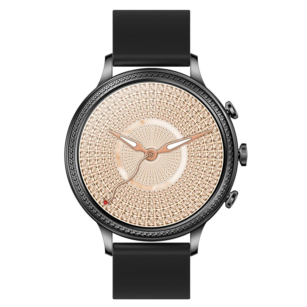 V60 1.39" Full Touch Screen Fossil Smart Watch Waterproof Silicone Strap Women Bluetooth-compatible Call Bracelet with Heart Rate Sleep Monitor - Black - 3