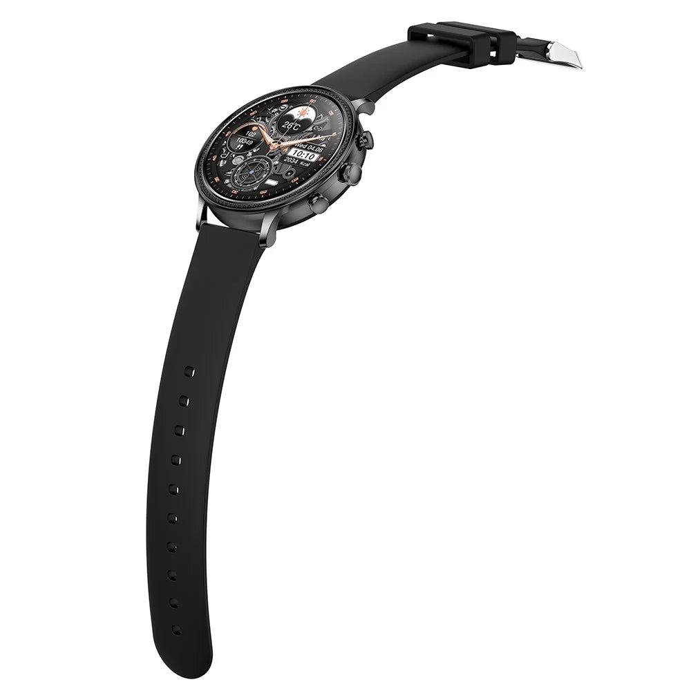 V60 1.39" Full Touch Screen Fossil Smart Watch Waterproof Silicone Strap Women Bluetooth-compatible Call Bracelet with Heart Rate Sleep Monitor - Black - 4
