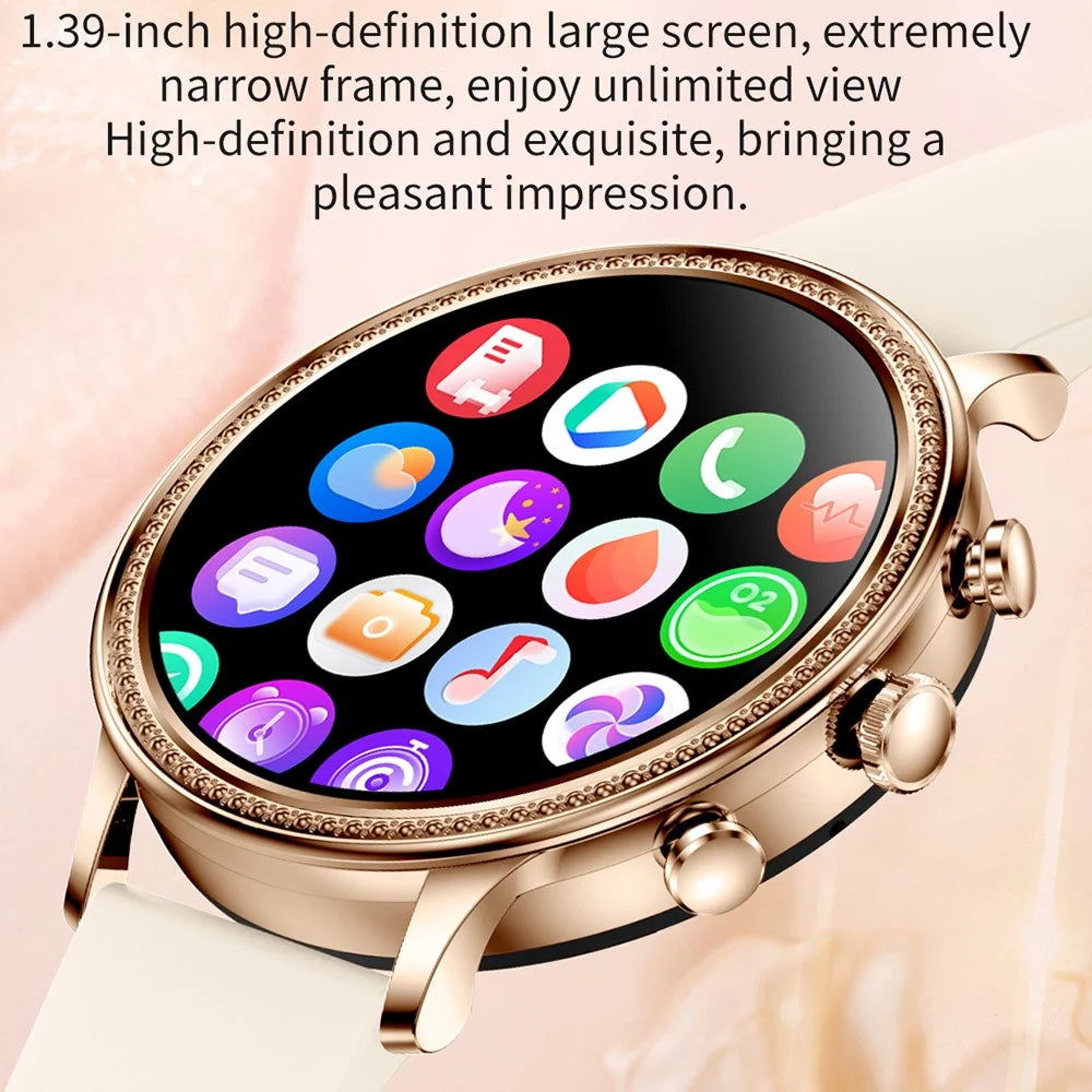 V60 1.39" Full Touch Screen Fossil Smart Watch Waterproof Silicone Strap Women Bluetooth-compatible Call Bracelet with Heart Rate Sleep Monitor - Black - 7