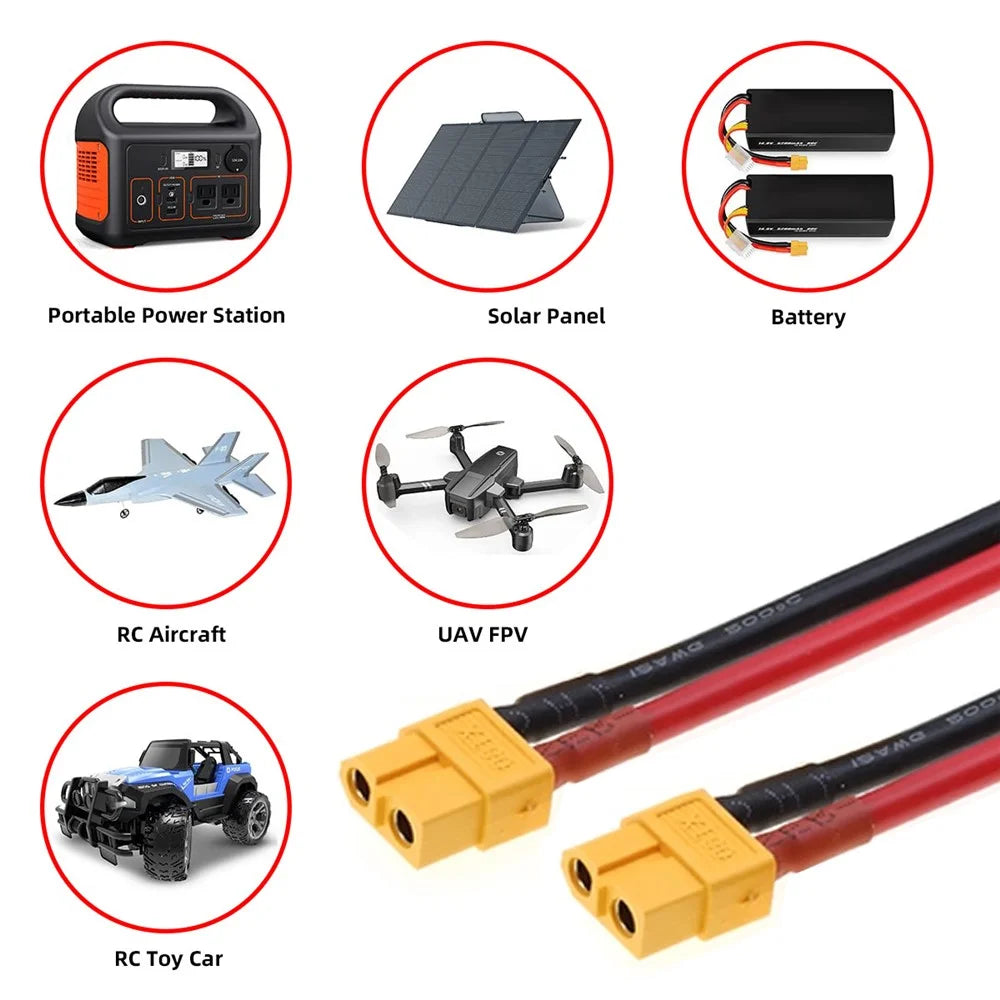 PW-052-FF XT60 0.5m Power Cable Female to Female 12AWG Extension Cord Connector for RC Battery Power Station - 6