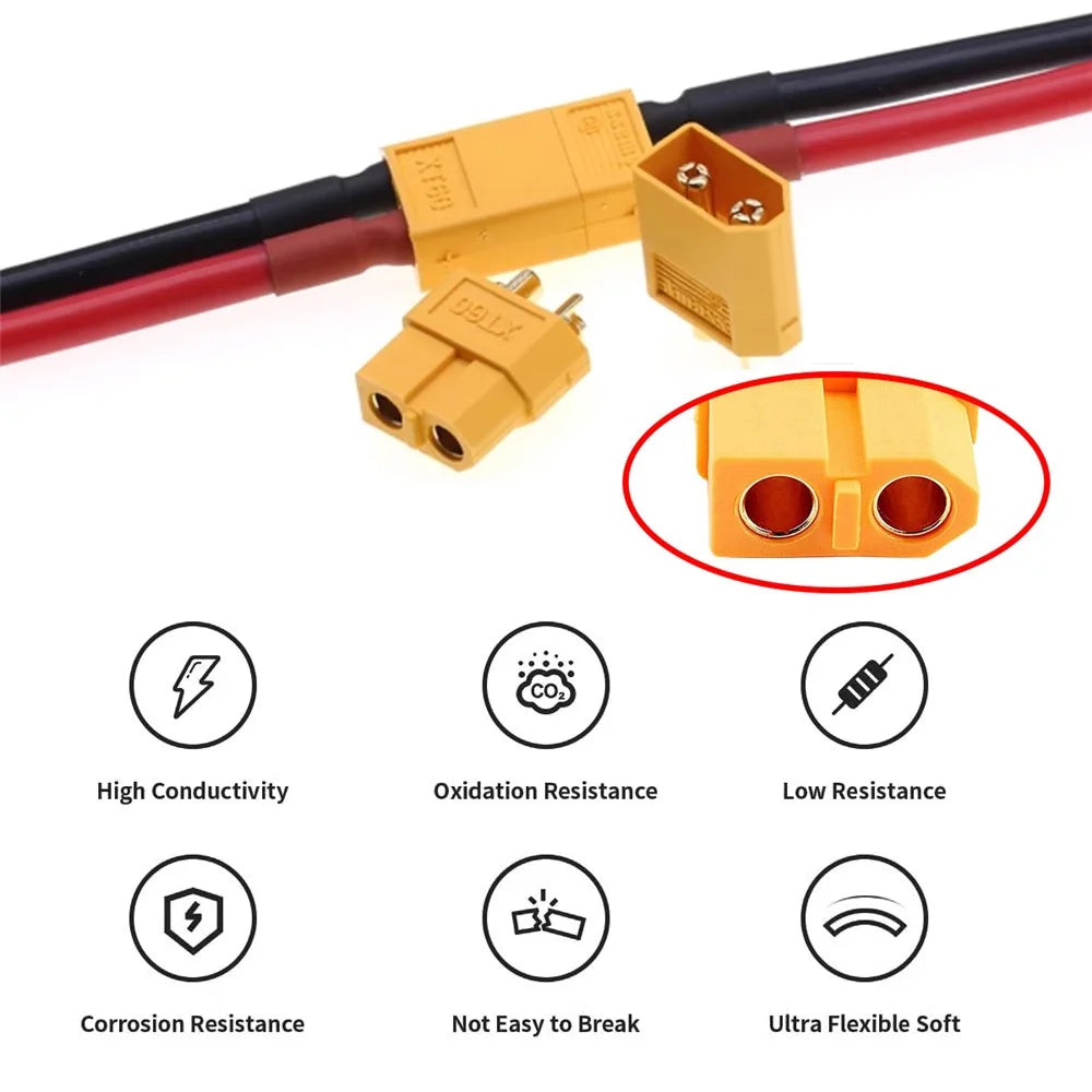 PW-052-FF XT60 0.5m Power Cable Female to Female 12AWG Extension Cord Connector for RC Battery Power Station - 7