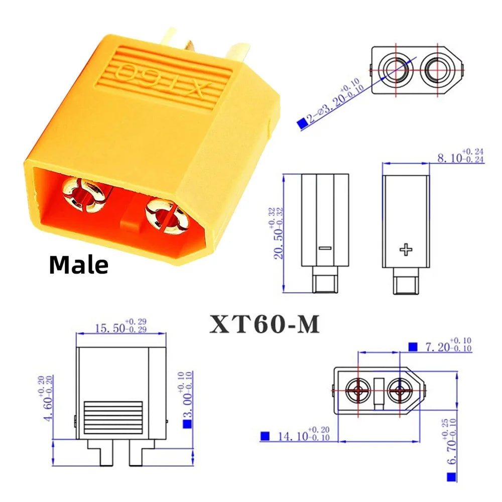 PW-052-MM XT60 0.5m Extension Cable 12AWG Male to Male Connector for RC Battery Power Station - 4