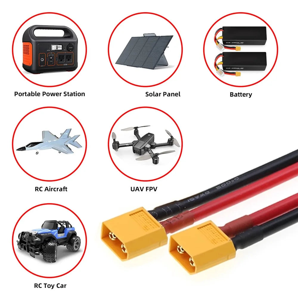 PW-052-MM XT60 0.5m Extension Cable 12AWG Male to Male Connector for RC Battery Power Station - 6