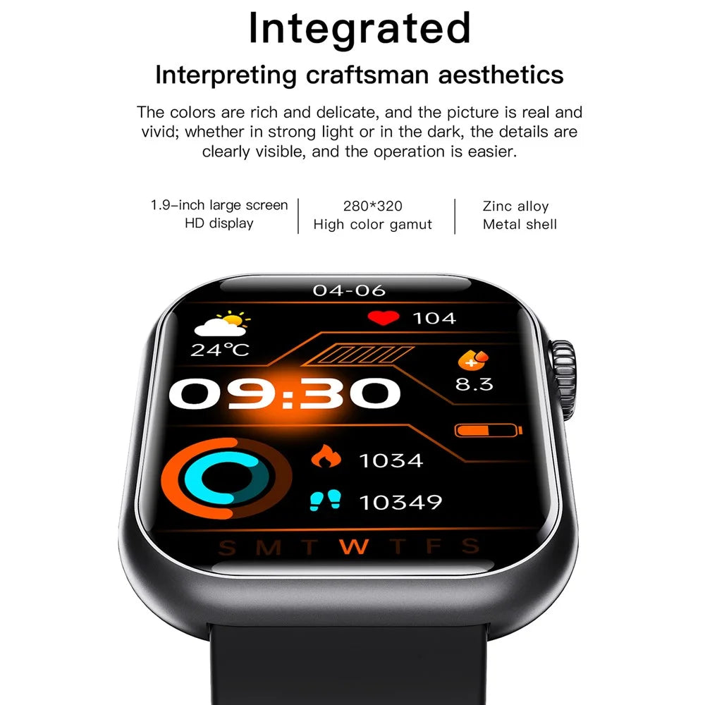 F108 1.91-inch Square Screen Bluetooth-compatible Call Sports Bracelet Heart Rate Monitor Smart Watch, Silicone Strap - Black - 7