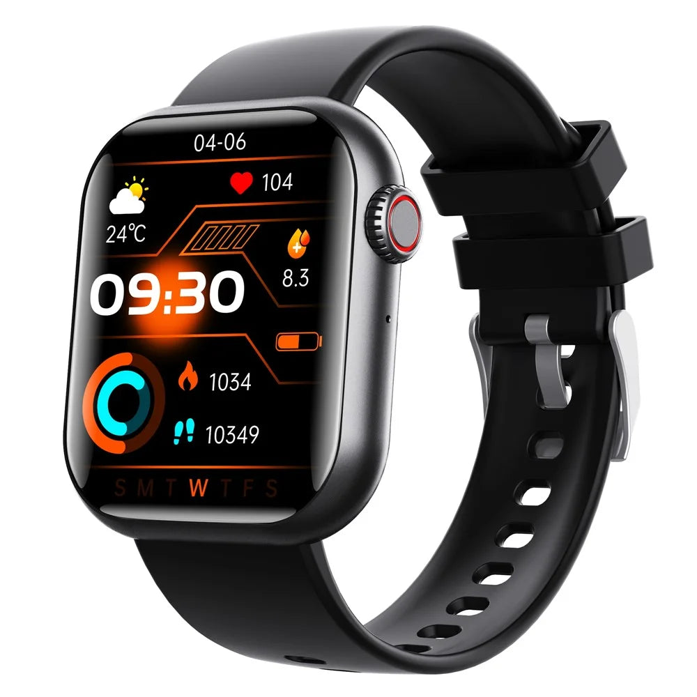 F108 1.91-inch Square Screen Bluetooth-compatible Call Sports Bracelet Heart Rate Monitor Smart Watch, Silicone Strap - Black - 3