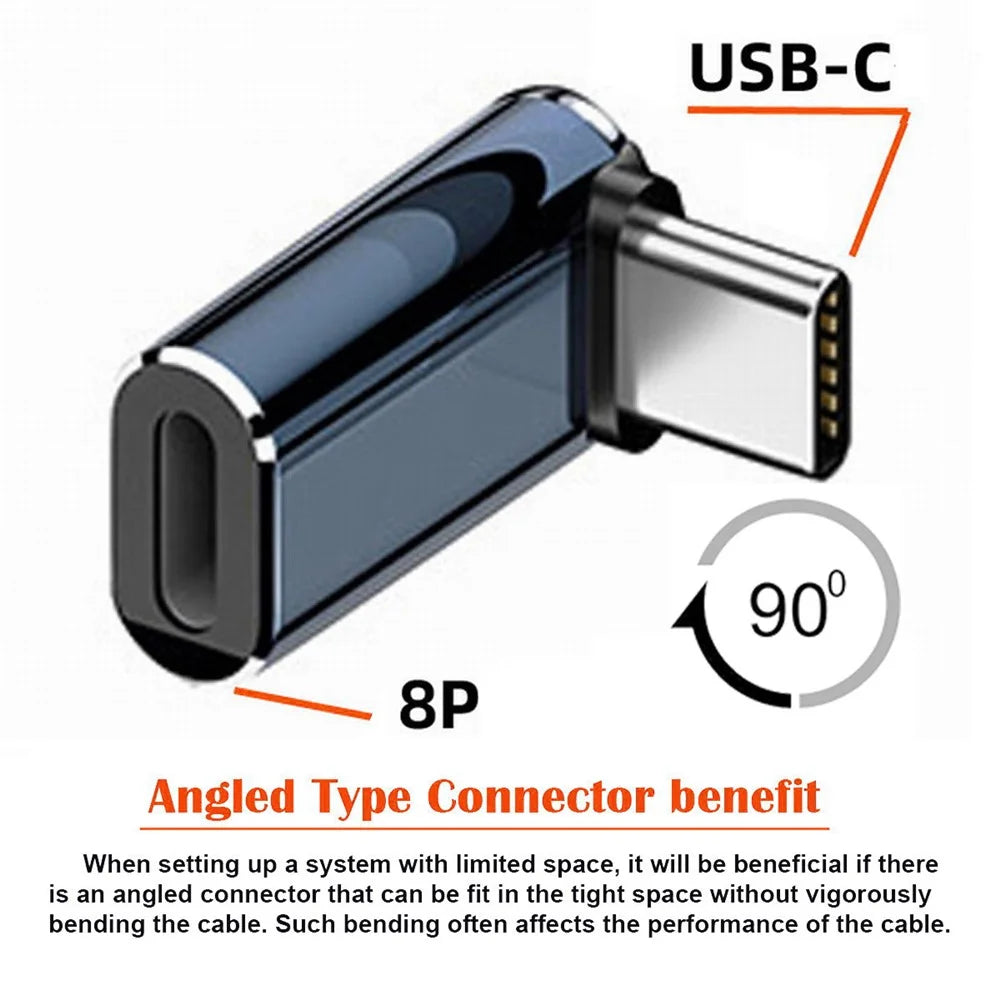 U2-058-LT018 Up Down Angled Design USB-C Male to 8Pin Female Converter Adapter Support 480Mbps Data Transfer - 4