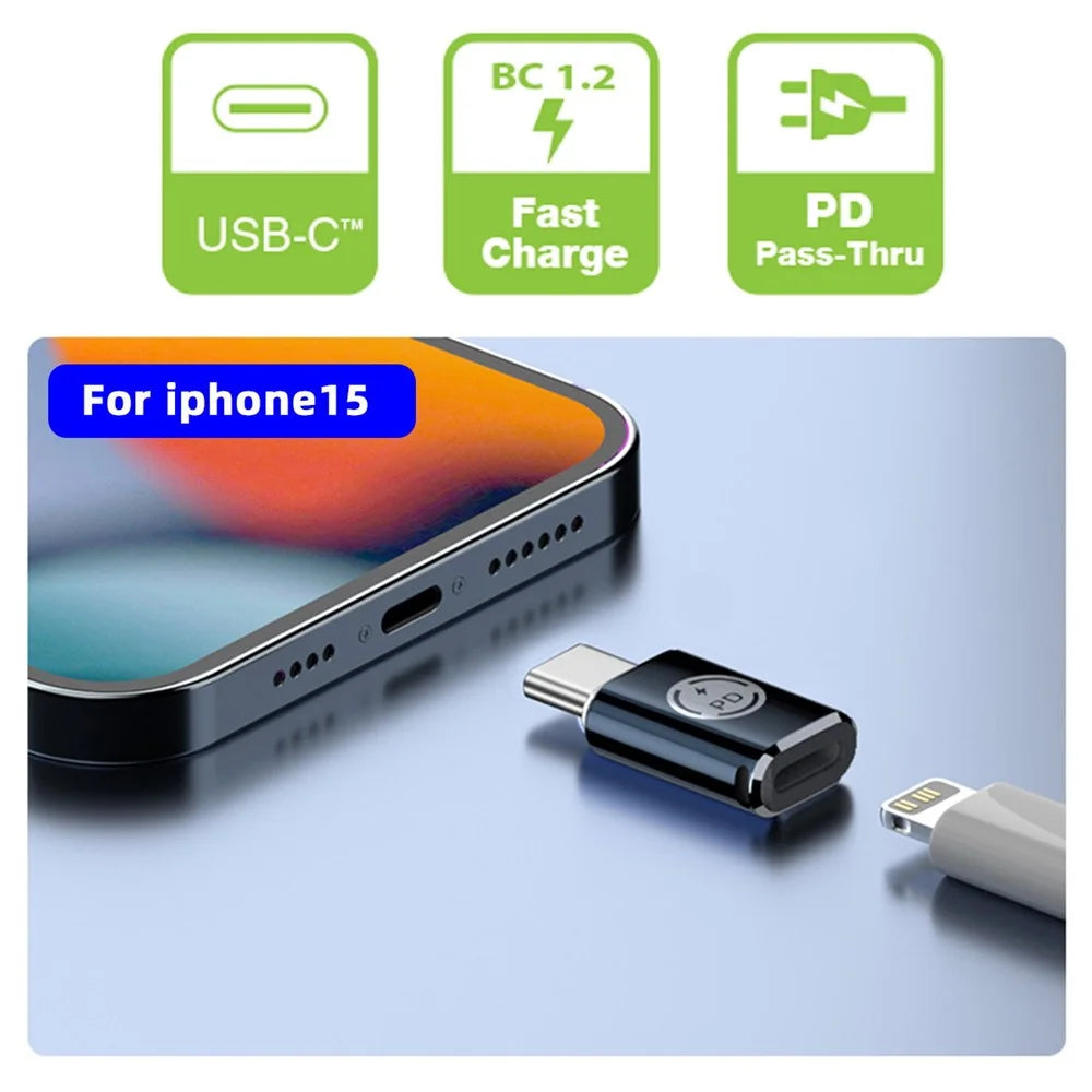 U2-058-LT019 480Mbps USB-C Male to iP Female Converter High Speed Adapter for iPhone Type-C Devices - 6