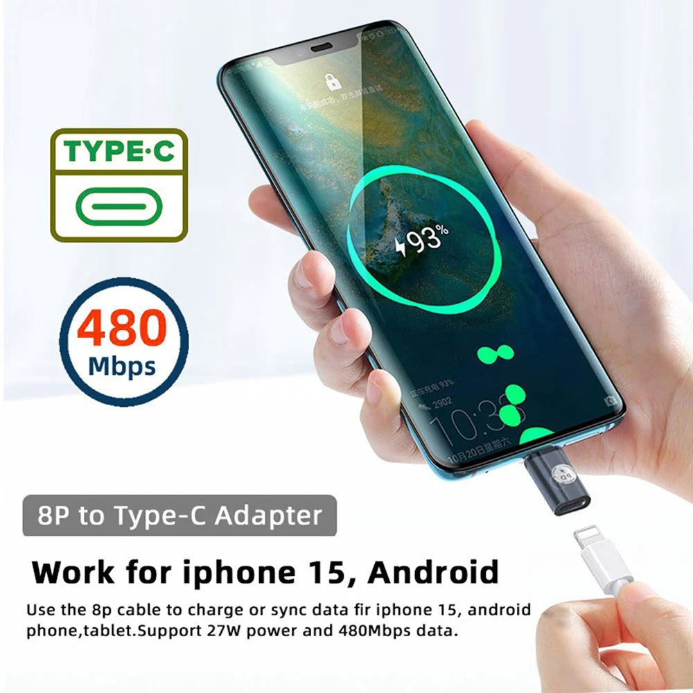 U2-058-LT019 480Mbps USB-C Male to iP Female Converter High Speed Adapter for iPhone Type-C Devices - 7