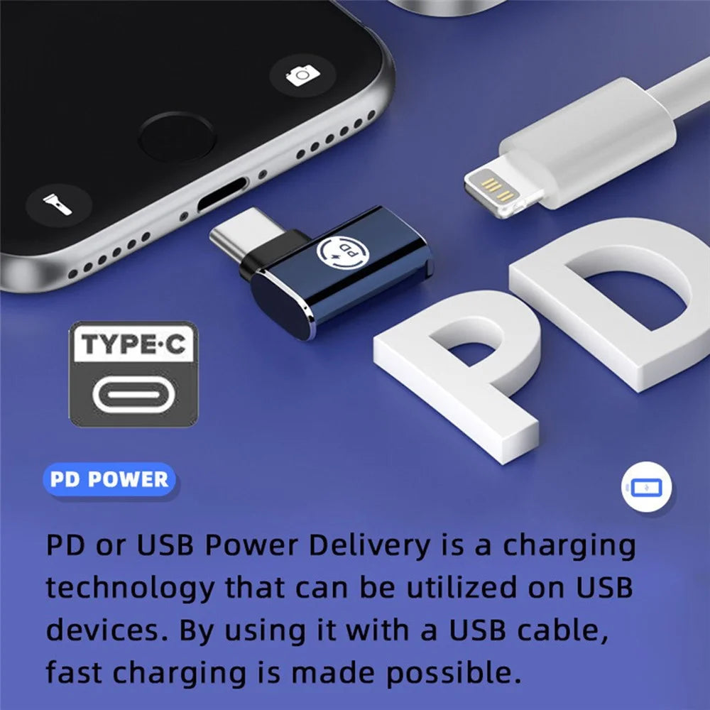 U2-058-LT017 Angled Design USB-C Male to 8Pin Female Converter 480Mbps Data Adapter for iPhone Type-C Tablet - 2