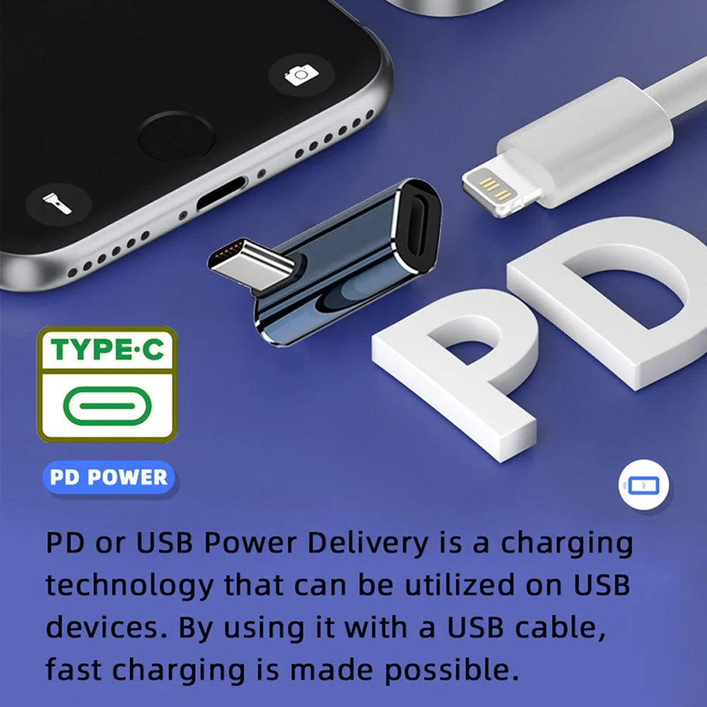 U2-058-LT016 USB-C Male to 8Pin Female 27W Power Adapter Angled Metal Connector - 2