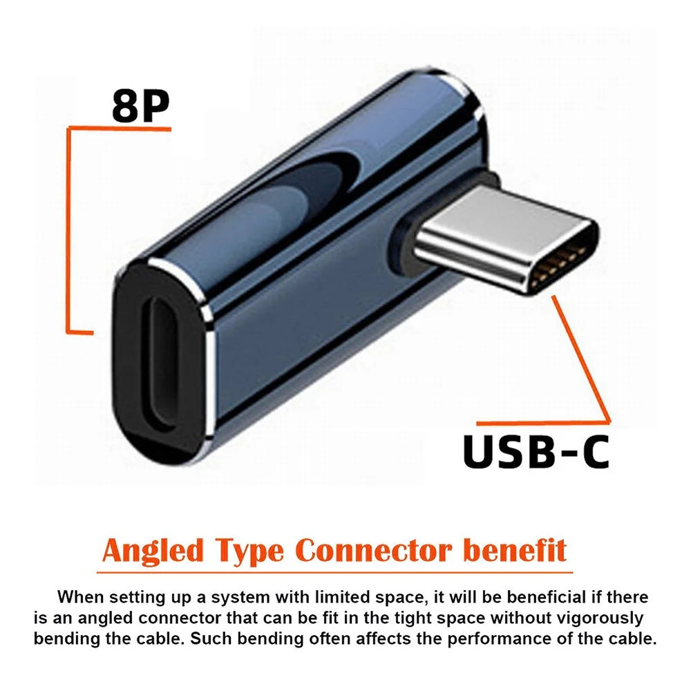 U2-058-LT016 USB-C Male to 8Pin Female 27W Power Adapter Angled Metal Connector - 4