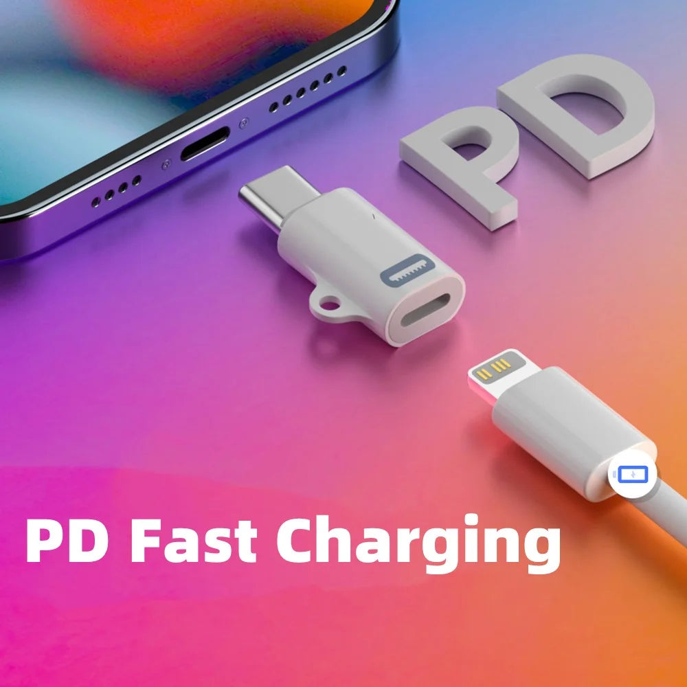 Compatible with iPhone 15 Series 8Pin Female to Type-C Male Adapter 27W PD Fast Charing Adapter with Hook - 4