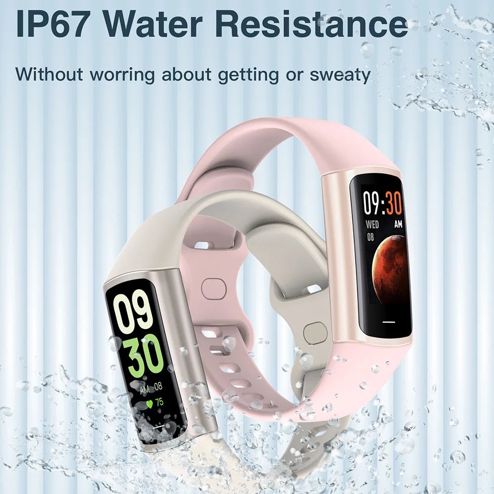 C68L 0.96" Smart Watch with Heart Rate, Temperature Monitoring Message Push Pedometer Sports Bracelet - Black - 6