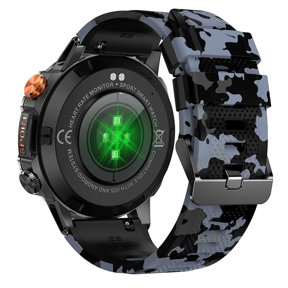 K59 1.43-inch AMOLED Screen Smart Watch for Men Sports Bracelet with Blood Pressure, Heart Rate Monitoring - Camo Blue - 3