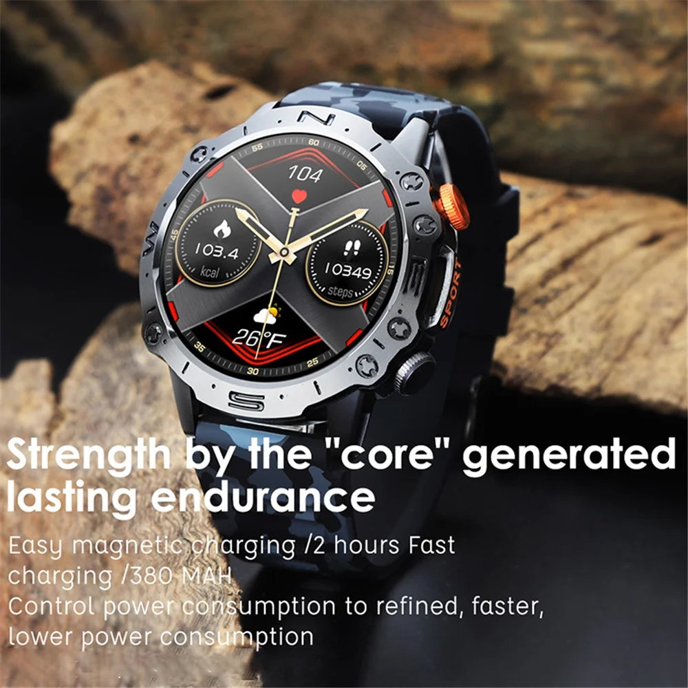 K59 1.43-inch AMOLED Screen Smart Watch for Men Sports Bracelet with Blood Pressure, Heart Rate Monitoring - Camo Blue - 5
