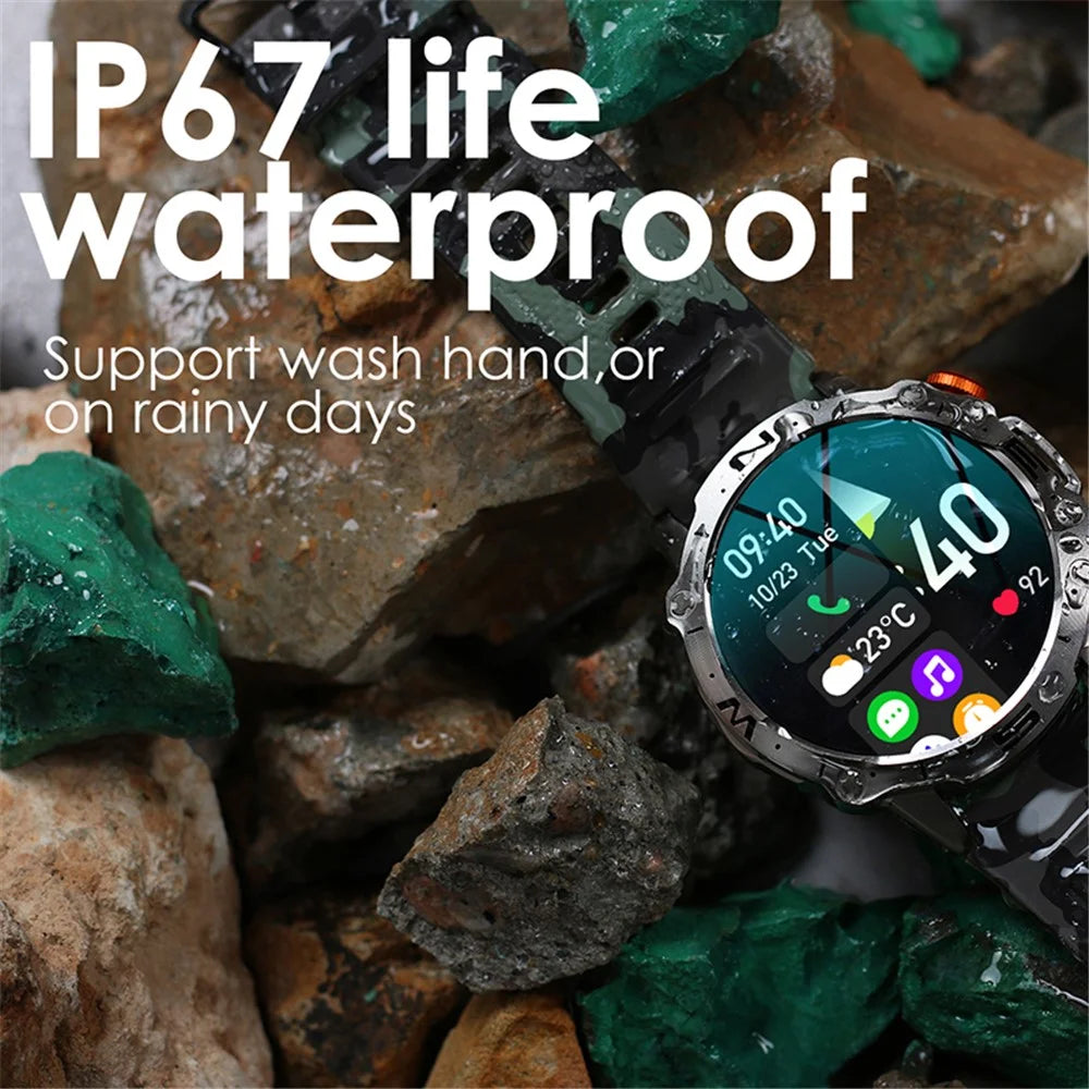K59 1.43-inch AMOLED Screen Smart Watch for Men Sports Bracelet with Blood Pressure, Heart Rate Monitoring - Camo Blue - 7