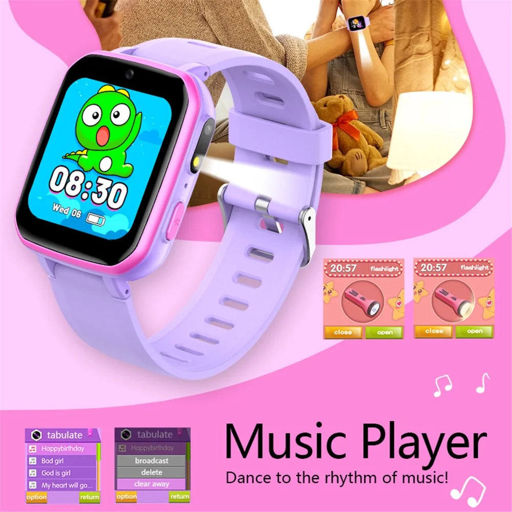 H9 Children Smart Watch Game Music Step Counting Dual Camera Rechargeable Kids Wrist Watch - Pink - 5