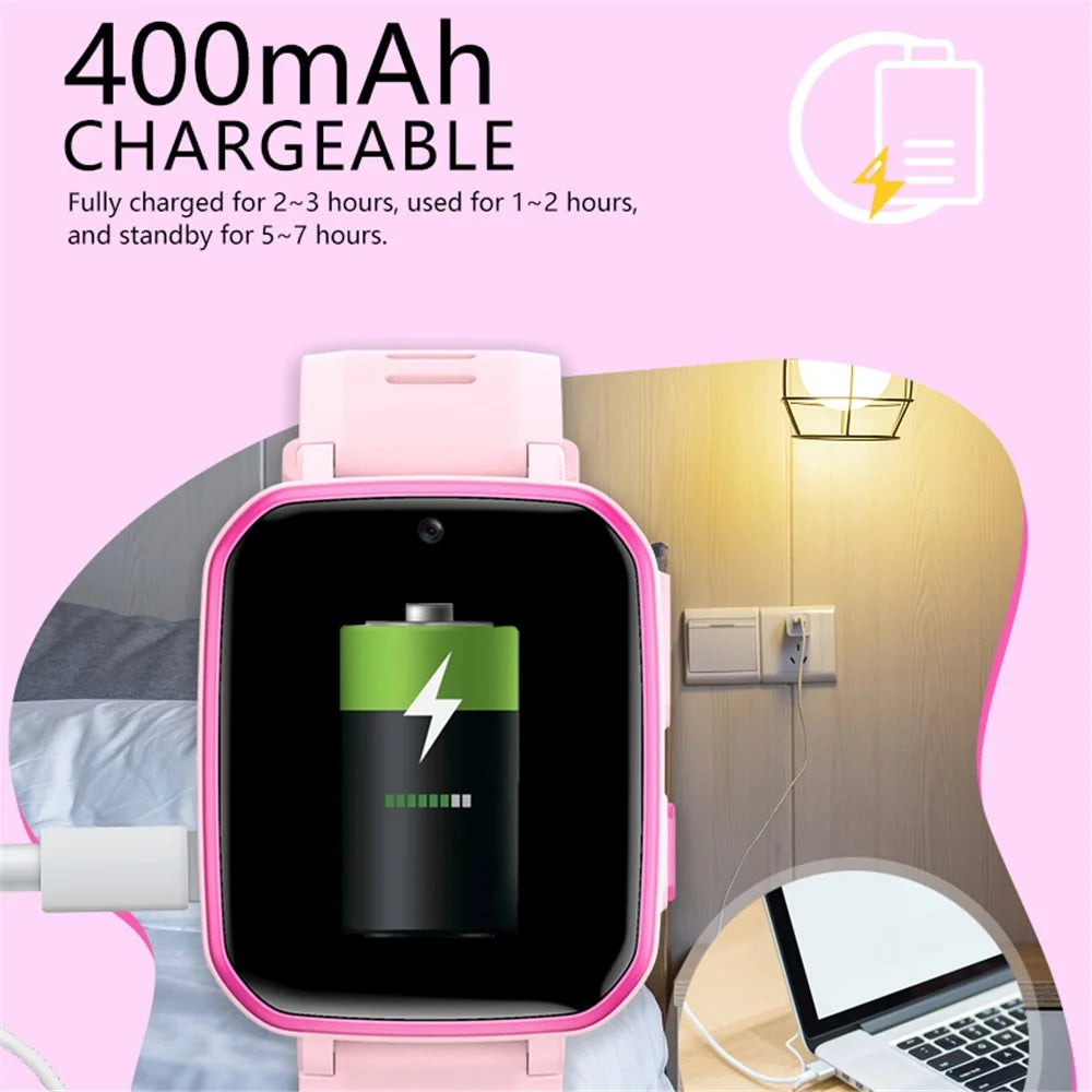 H9 Children Smart Watch Game Music Step Counting Dual Camera Rechargeable Kids Wrist Watch - Pink - 7