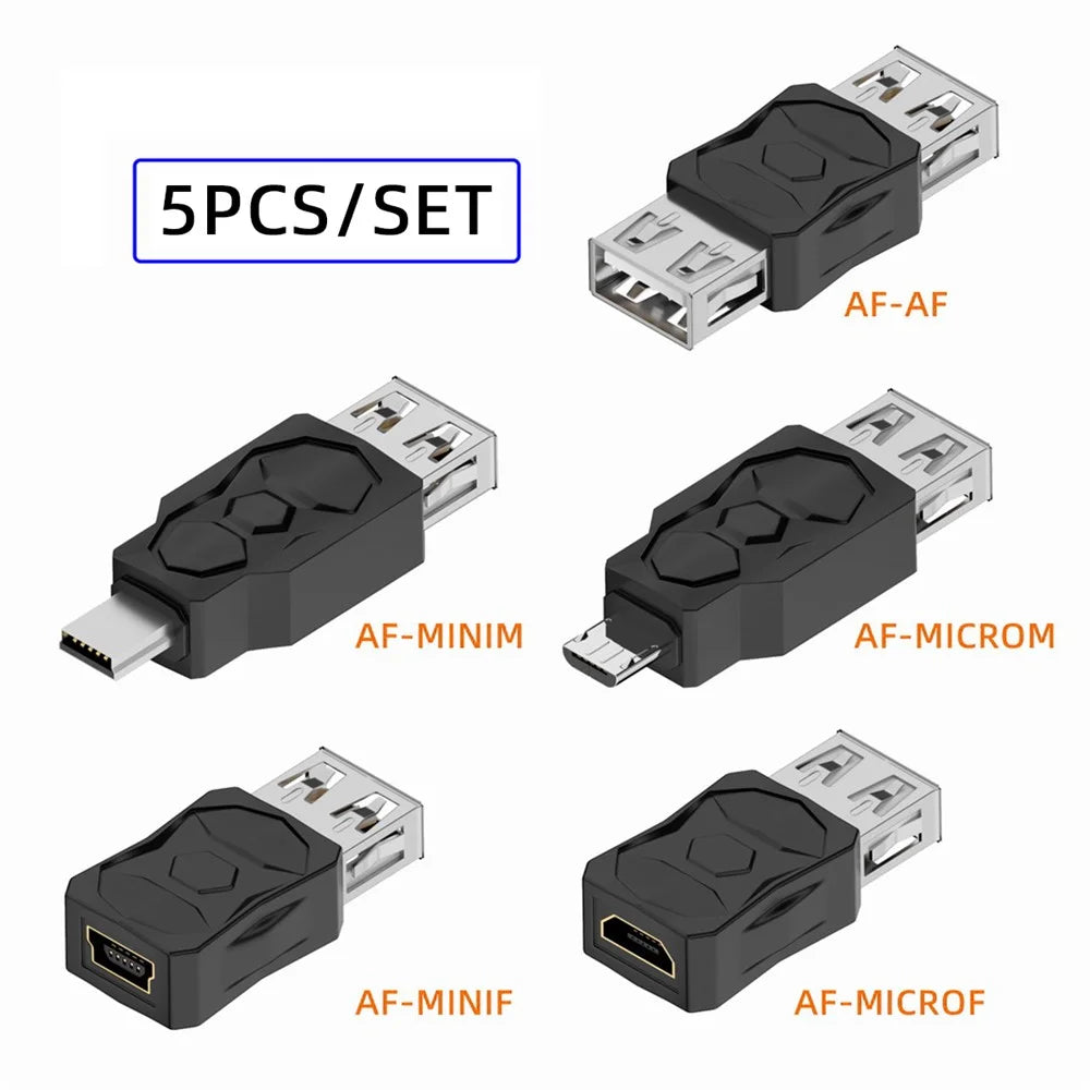 U2-006-AF 5Pcs Micro USB 2.0 OTG Mini USB 5Pin Type-A Male to Female Data Charge Adapter - 2