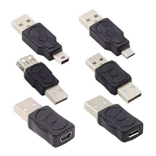 U2-006-AM 6Pcs Type-A Micro USB 2.0 Mini USB 5Pin Male to Female Extension Data Power Adapter - 1