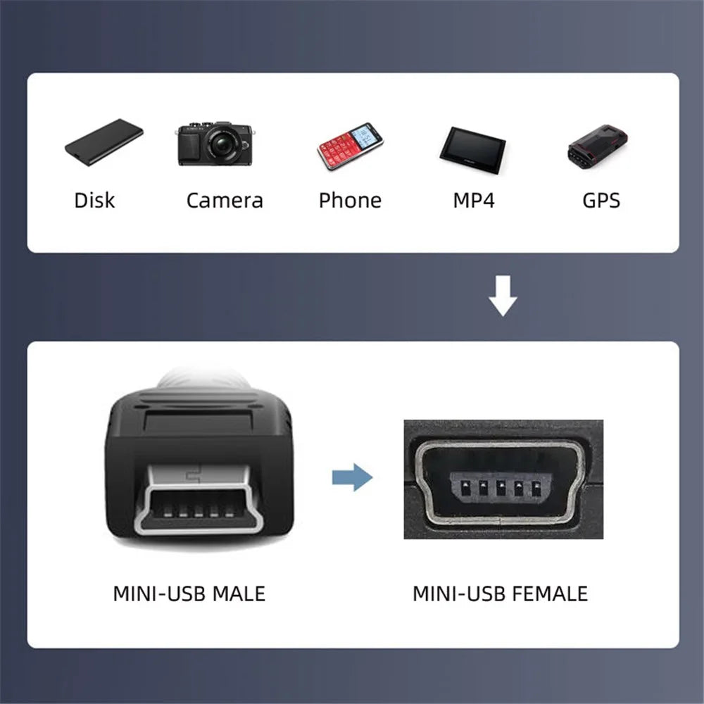 U2-006-AM 6Pcs Type-A Micro USB 2.0 Mini USB 5Pin Male to Female Extension Data Power Adapter - 6