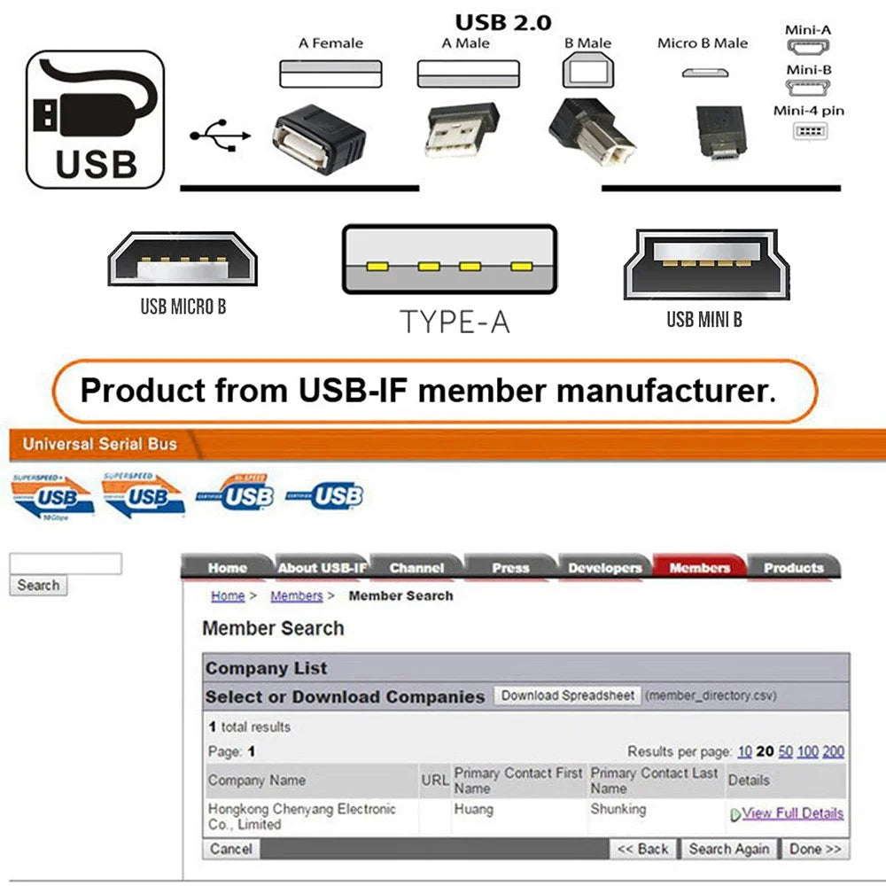 U2-006-AM 6Pcs Type-A Micro USB 2.0 Mini USB 5Pin Male to Female Extension Data Power Adapter - 7
