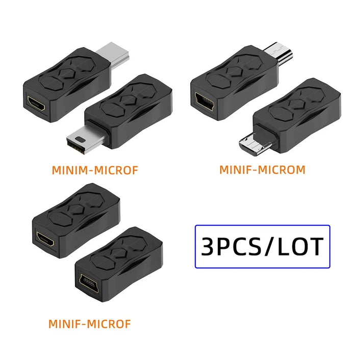U2-006-MM 3Pcs Micro USB 2.0 to Mini USB 5Pin Male to Female Extension Data Power Adapter - 2