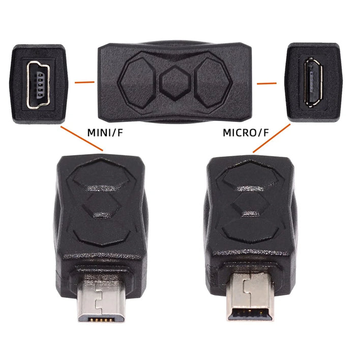 U2-006-MM 3Pcs Micro USB 2.0 to Mini USB 5Pin Male to Female Extension Data Power Adapter - 5