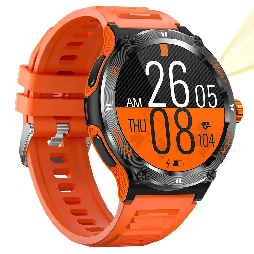 KT70 1.53" HD Screen Smart Watch Outdoor Strong Light Lamp Compass Bluetooth-compatible Call Fitness Bracelet - Orange - 2