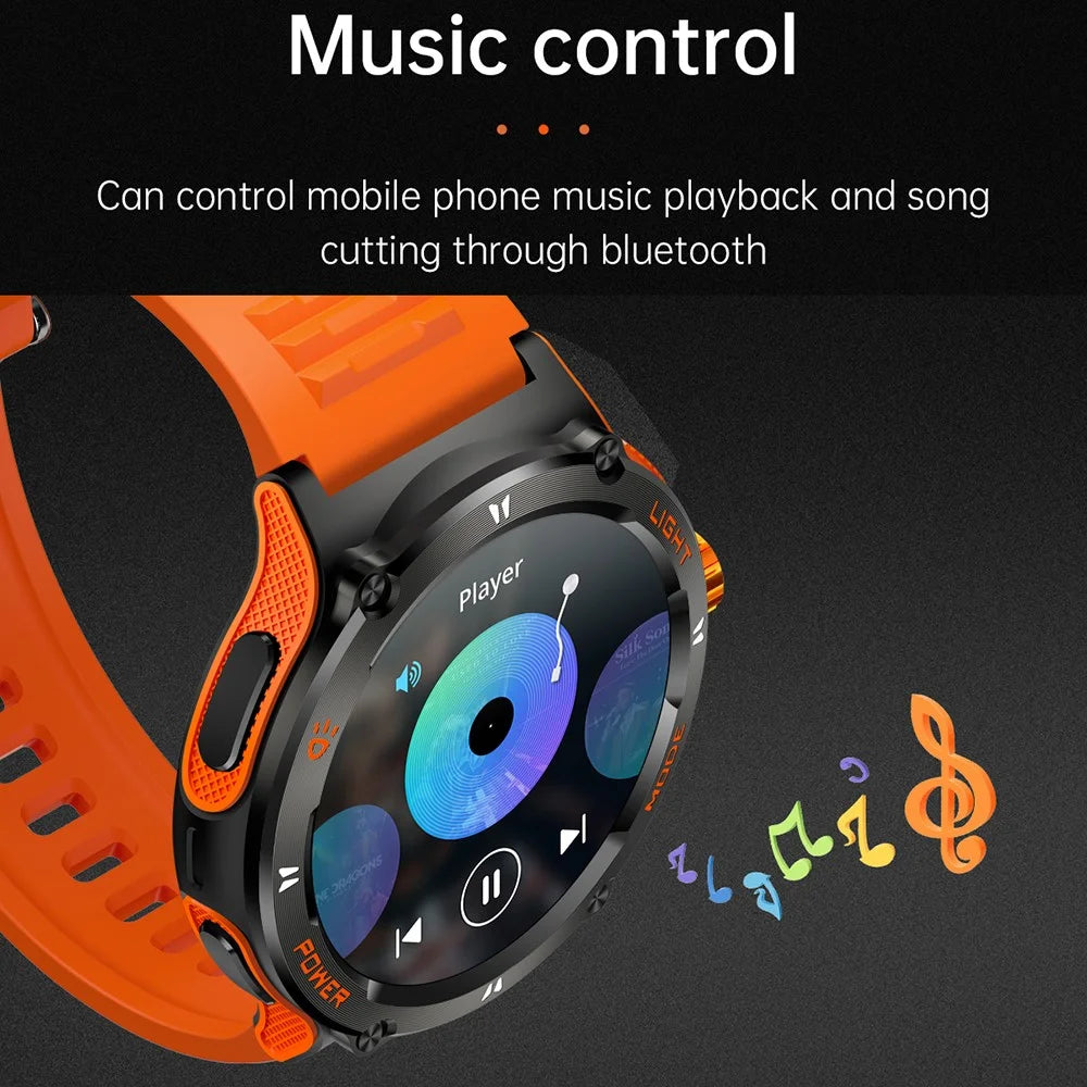 KT70 1.53" HD Screen Smart Watch Outdoor Strong Light Lamp Compass Bluetooth-compatible Call Fitness Bracelet - Orange - 7