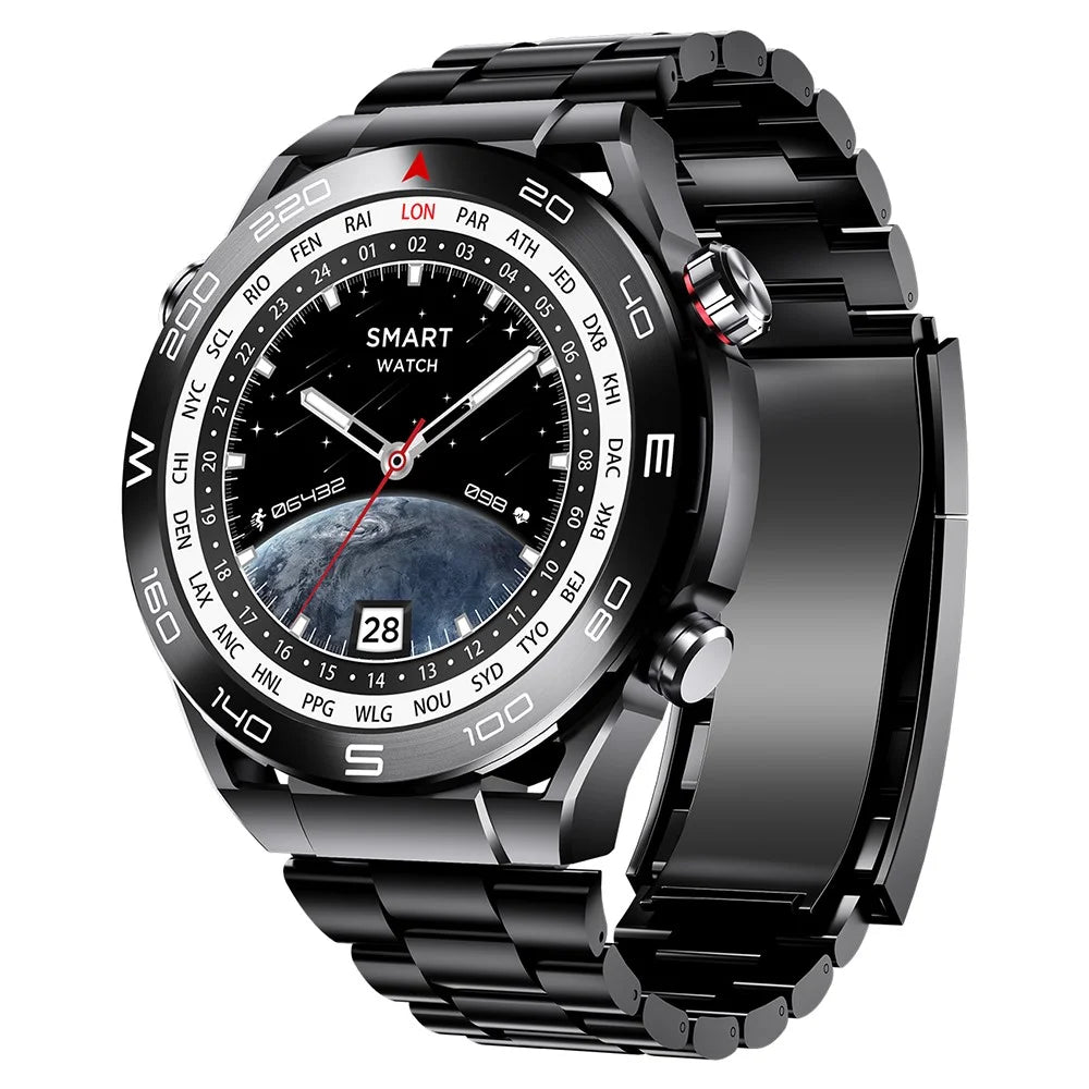 S59 1.5-inch Round Screen Smart Watch Sleep Health Monitoring Bluetooth-compatible Calling Sports Watch - Black Steel Strap - 1