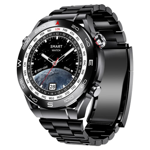 S59 1.5-inch Round Screen Smart Watch Sleep Health Monitoring Bluetooth-compatible Calling Sports Watch - Black Steel Strap - 1