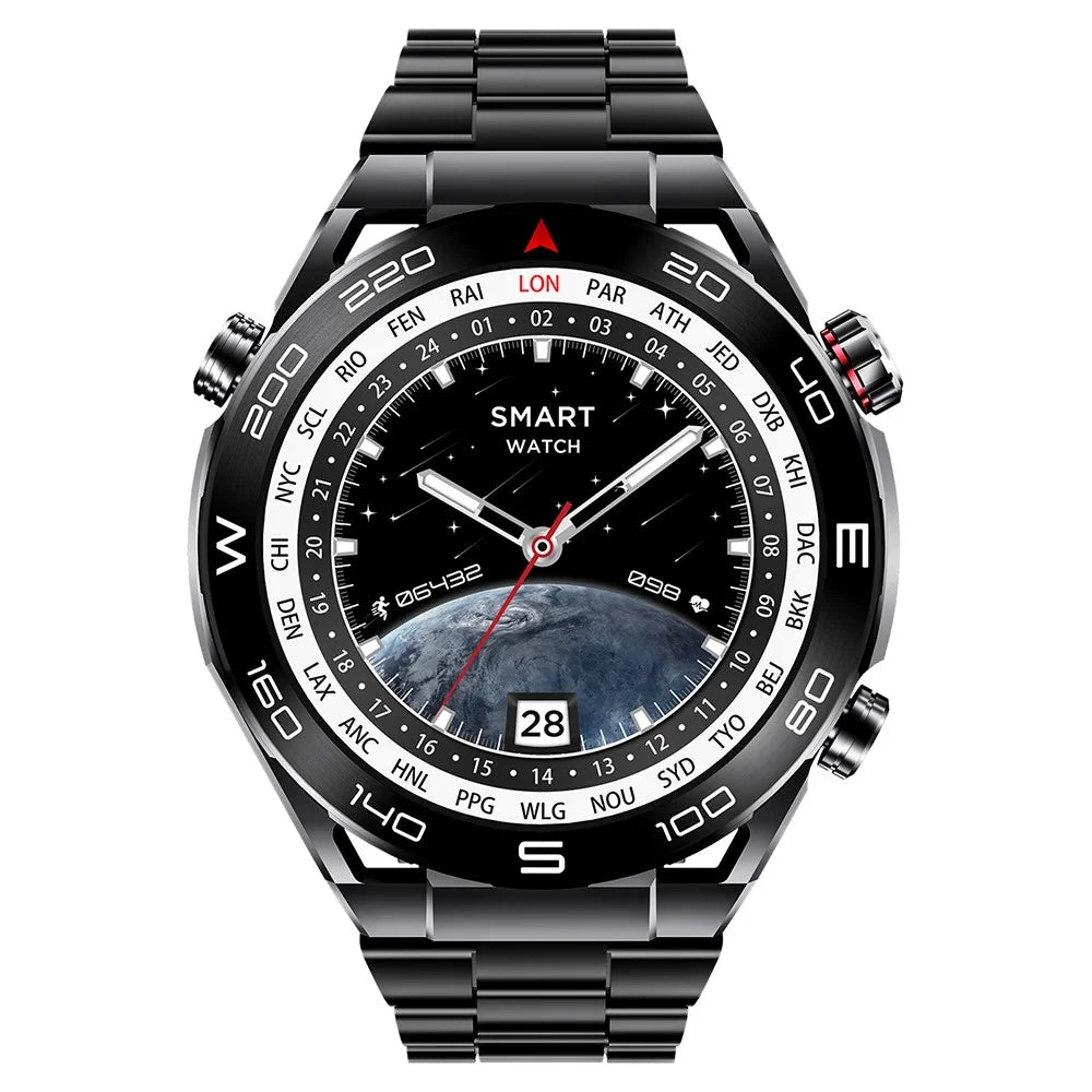 S59 1.5-inch Round Screen Smart Watch Sleep Health Monitoring Bluetooth-compatible Calling Sports Watch - Black Steel Strap - 2