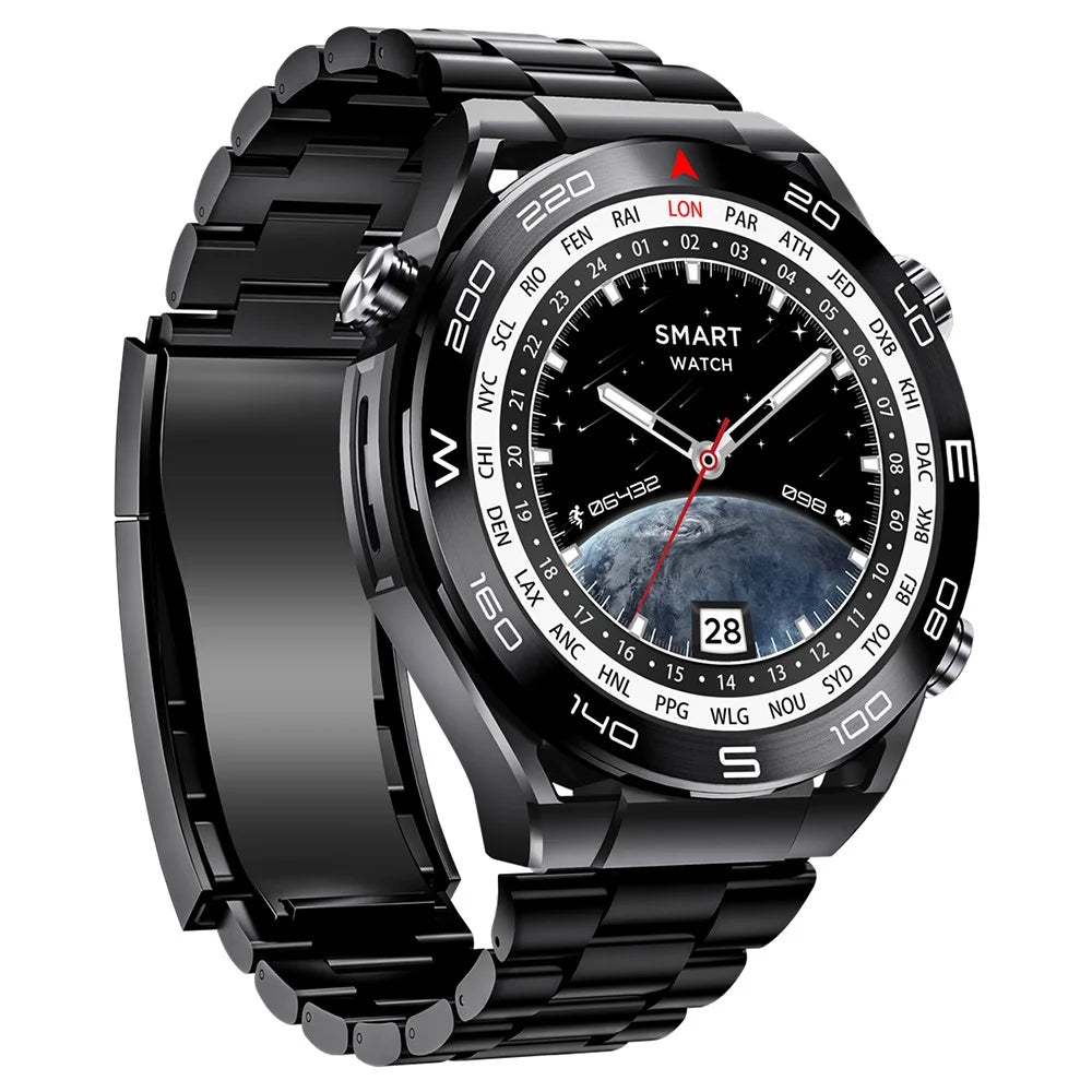 S59 1.5-inch Round Screen Smart Watch Sleep Health Monitoring Bluetooth-compatible Calling Sports Watch - Black Steel Strap - 3