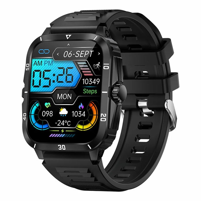KT71 3ATM Waterproof Outdoor Sports Watch 1.96-inch Screen Bluetooth-compatible Call Smart Bracelet (APP: DaFit) - Black  /  Silver - 1