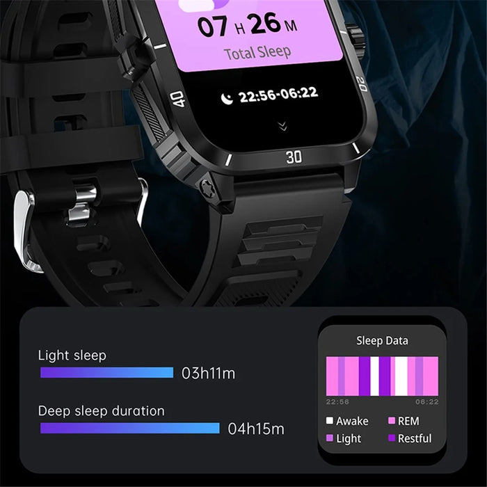 KT71 3ATM Waterproof Outdoor Sports Watch 1.96-inch Screen Bluetooth-compatible Call Smart Bracelet (APP: DaFit) - Black  /  Silver - 5