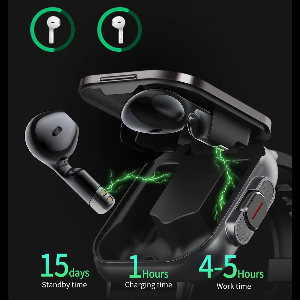 D8 2 in 1 Bluetooth-compatible Earphone Smart Watch Health Monitor Fitness Tracker Wristband, Silicone Strap - Black - 4