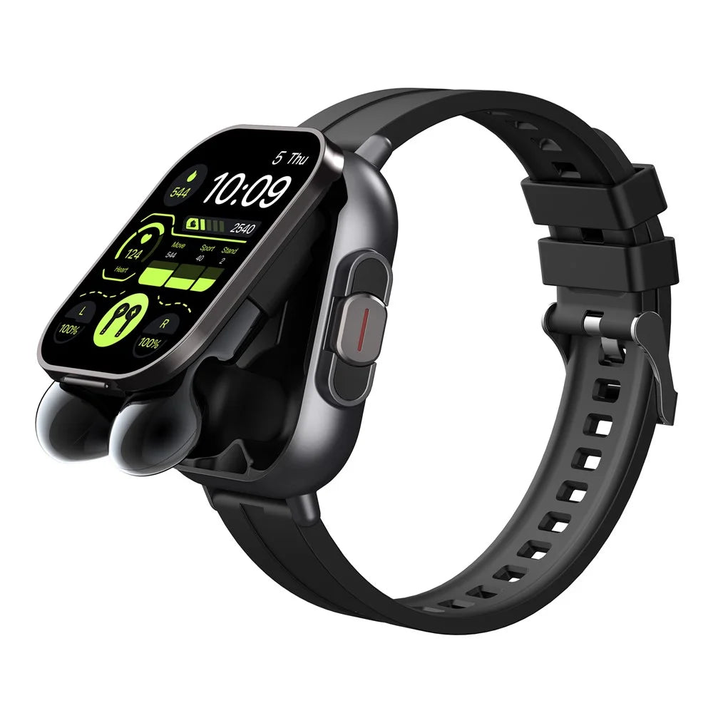D8 2 in 1 Bluetooth-compatible Earphone Smart Watch Health Monitor Fitness Tracker Wristband, Silicone Strap - Black - 7