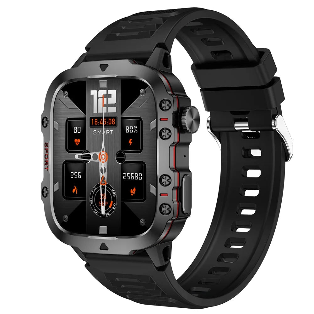 QX11 1.96-inch Display Smart Watch Bluetooth-compatible Talk Outdoor Waterproof Anti-Drop Sports Bracelet for Men - Black - 1