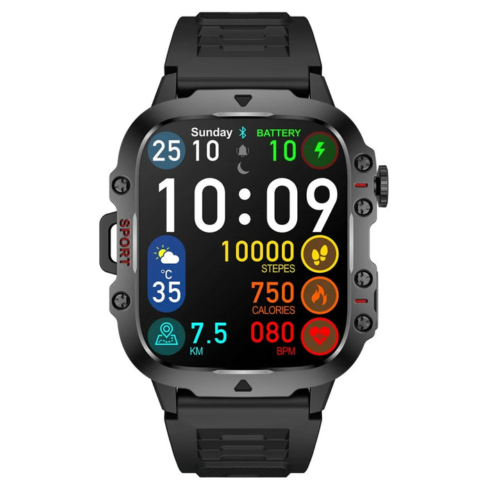 QX11 1.96-inch Display Smart Watch Bluetooth-compatible Talk Outdoor Waterproof Anti-Drop Sports Bracelet for Men - Black - 3
