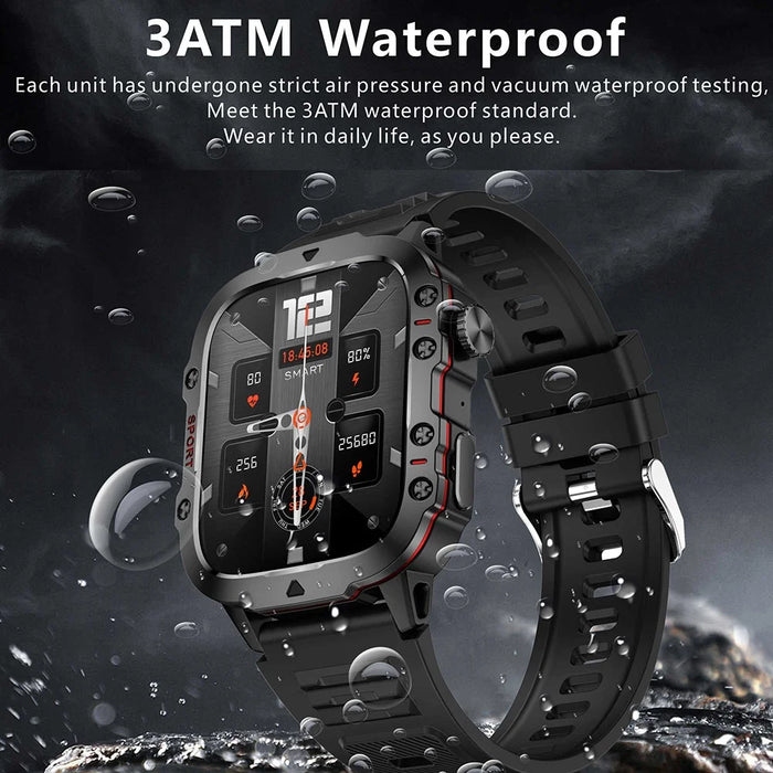 QX11 1.96-inch Display Smart Watch Bluetooth-compatible Talk Outdoor Waterproof Anti-Drop Sports Bracelet for Men - Black - 7