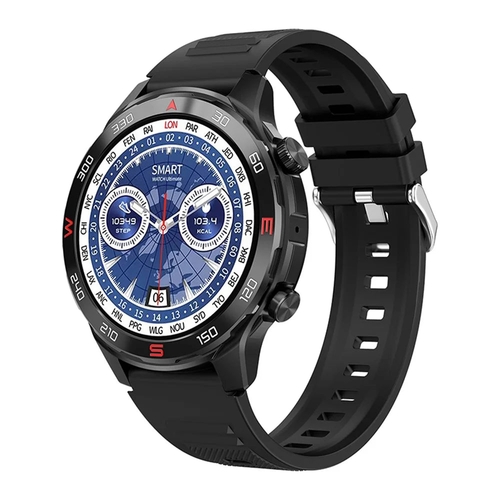 D03 1.6-Inch Large Screen Smart Watch Waterproof Bluetooth-compatible Calls Health Tracker Monitor Band - Silicone / Black - 1