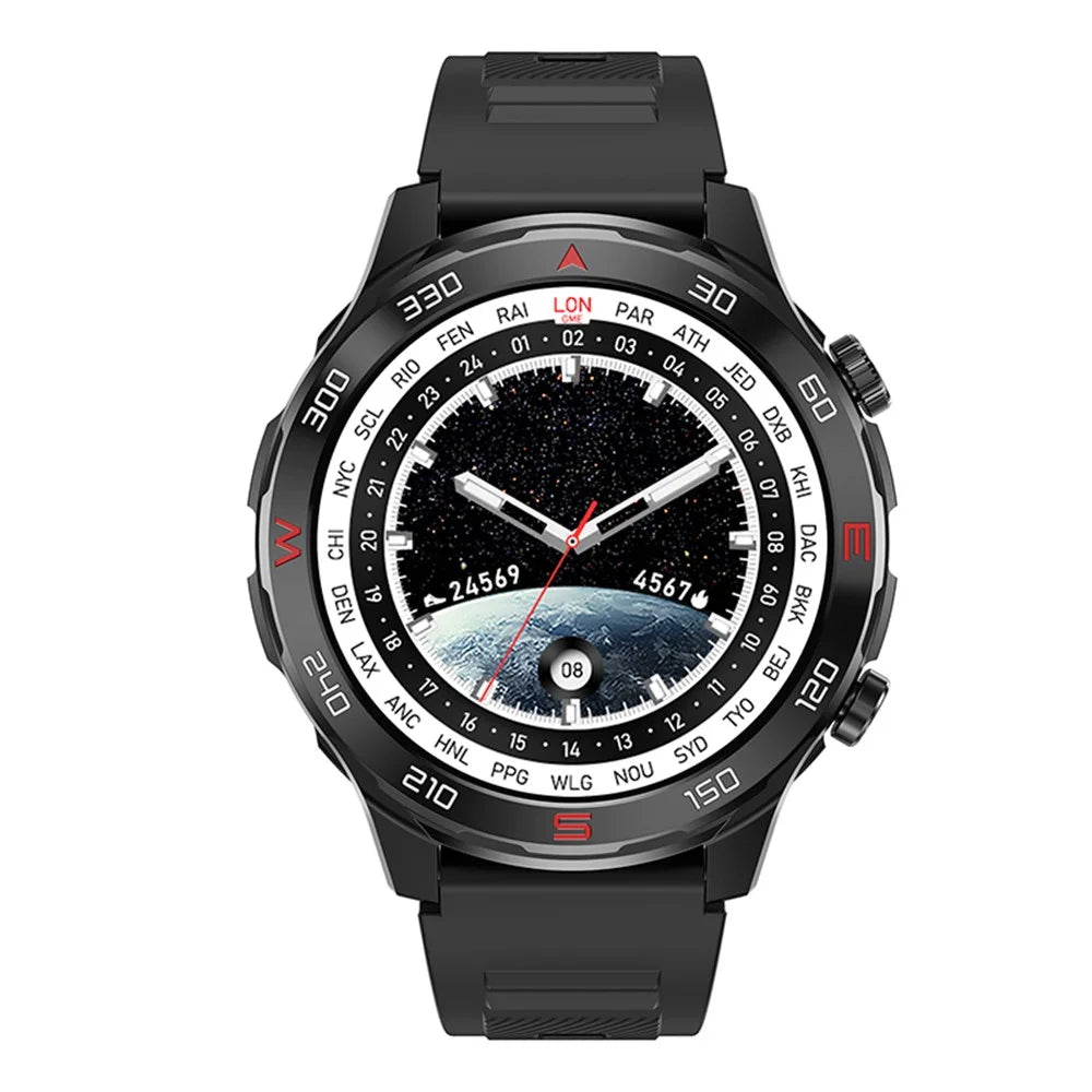 D03 1.6-Inch Large Screen Smart Watch Waterproof Bluetooth-compatible Calls Health Tracker Monitor Band - Silicone / Black - 2