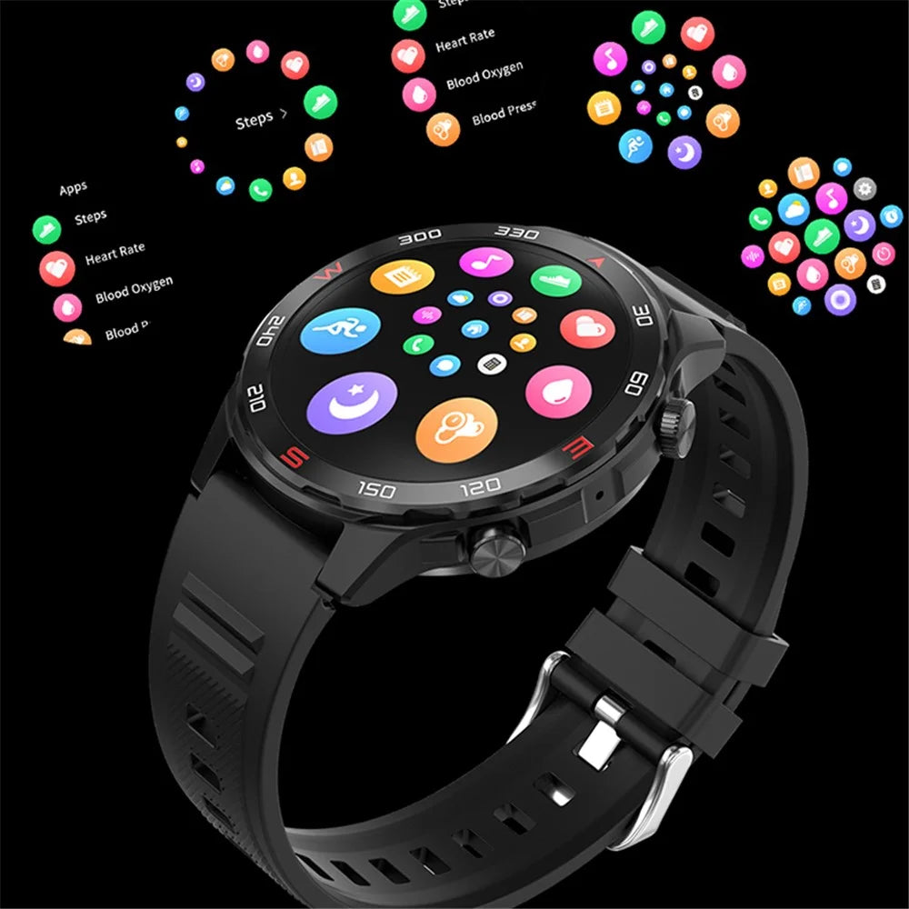 D03 1.6-Inch Large Screen Smart Watch Waterproof Bluetooth-compatible Calls Health Tracker Monitor Band - Silicone / Black - 7