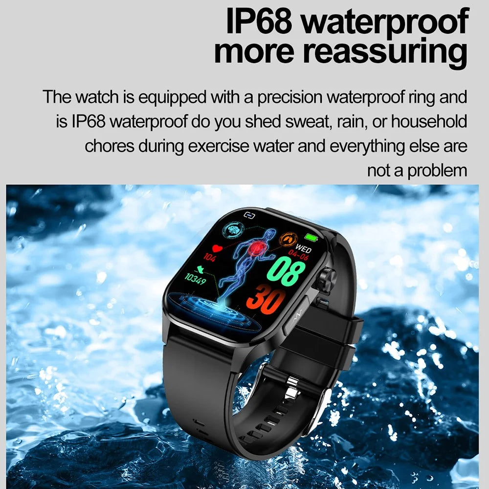 ET580 2.04" AMOLED Smart Watch Bluetooth-compatible Call ECG Health Bracelet, Leather Strap - Black - 7