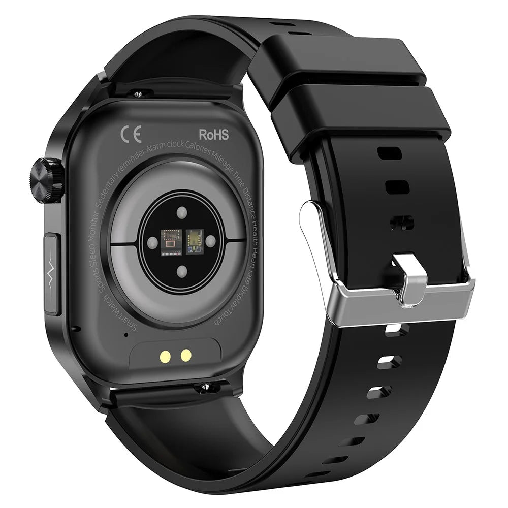 ET580 2.04" AMOLED Screen ECG Health Monitor Smart Watch, Silicone Strap - Black - 4