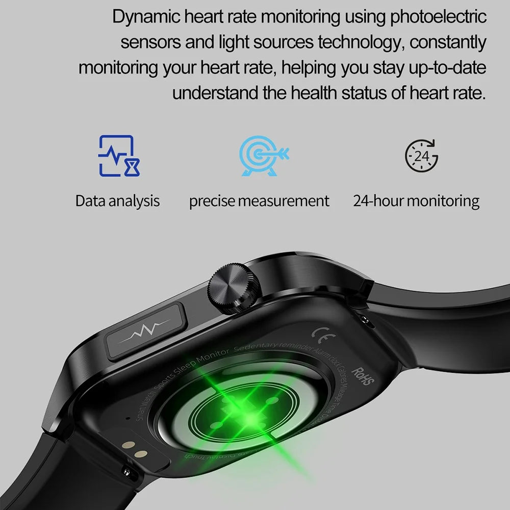 ET580 2.04" AMOLED Screen ECG Health Monitor Smart Watch, Silicone Strap - Black - 6